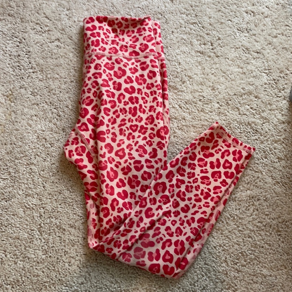 Fabletics Red /Pink Leopard Leggings